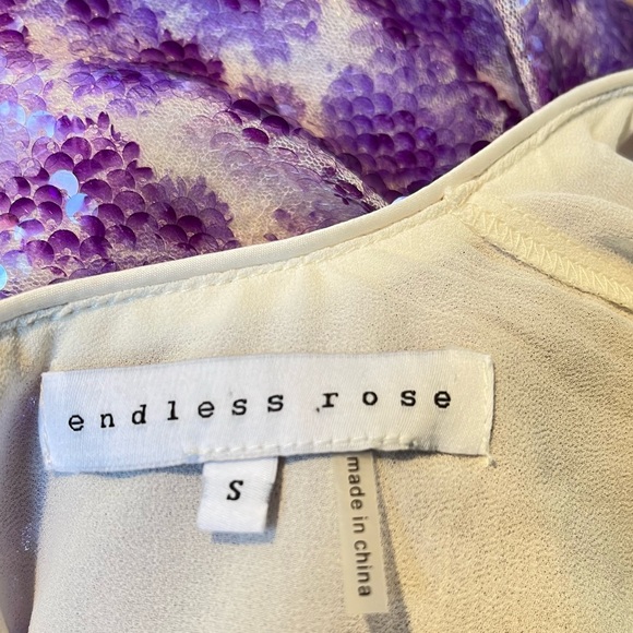 ENDLESS ROSE Flare Sleeve Super Shiny Purple Sequined Blouse Size Small - Picture 7 of 9